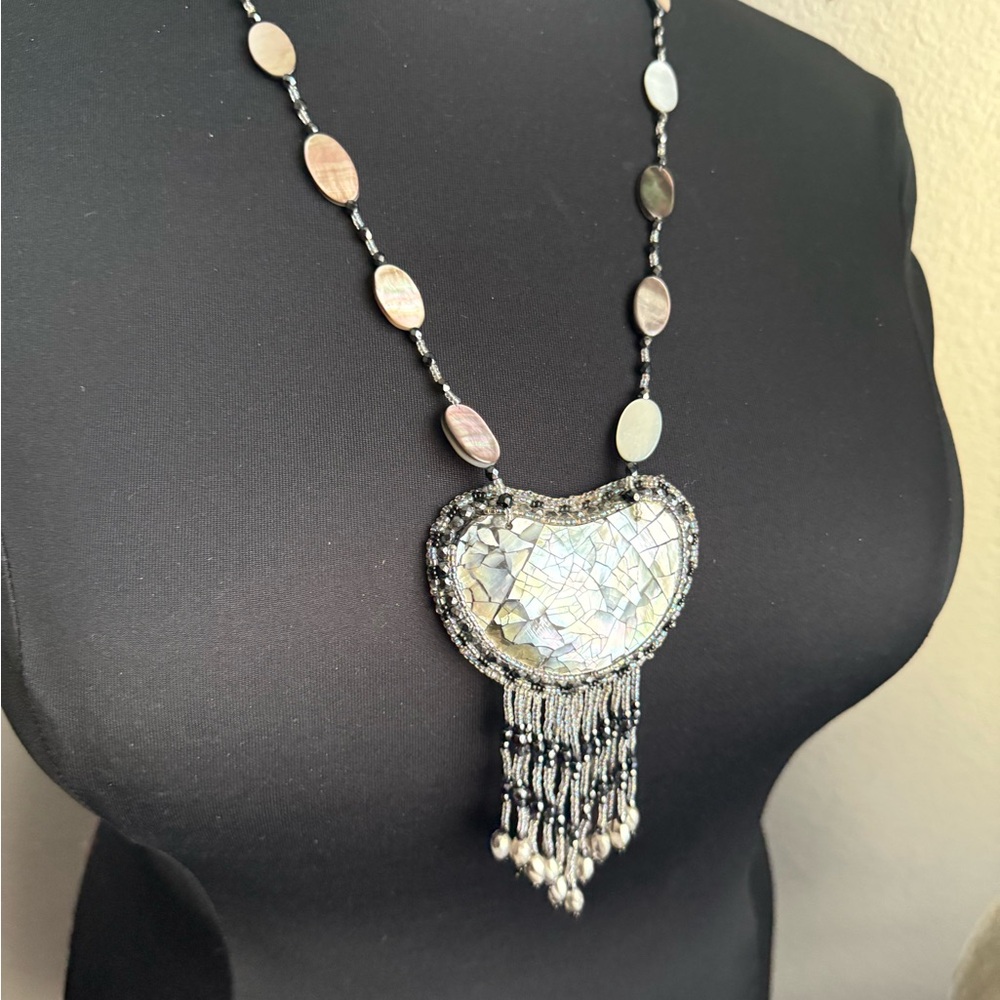 Unbranded VTG Handmade Unique artisan Boho Chic Mosaic Pendant Necklace pre-Love